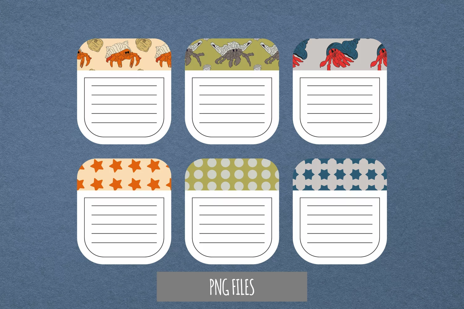 Vintage Hermit Crab Seamless Pattern Shaped Journaling Area product image 1