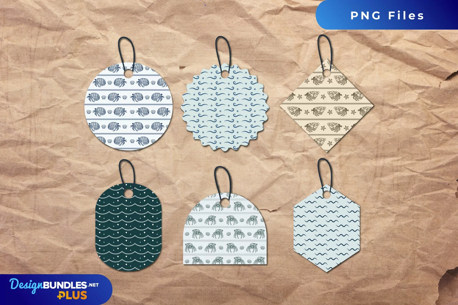 Vintage Hermit Crab Seamless Pattern Shaped Tag product image 1