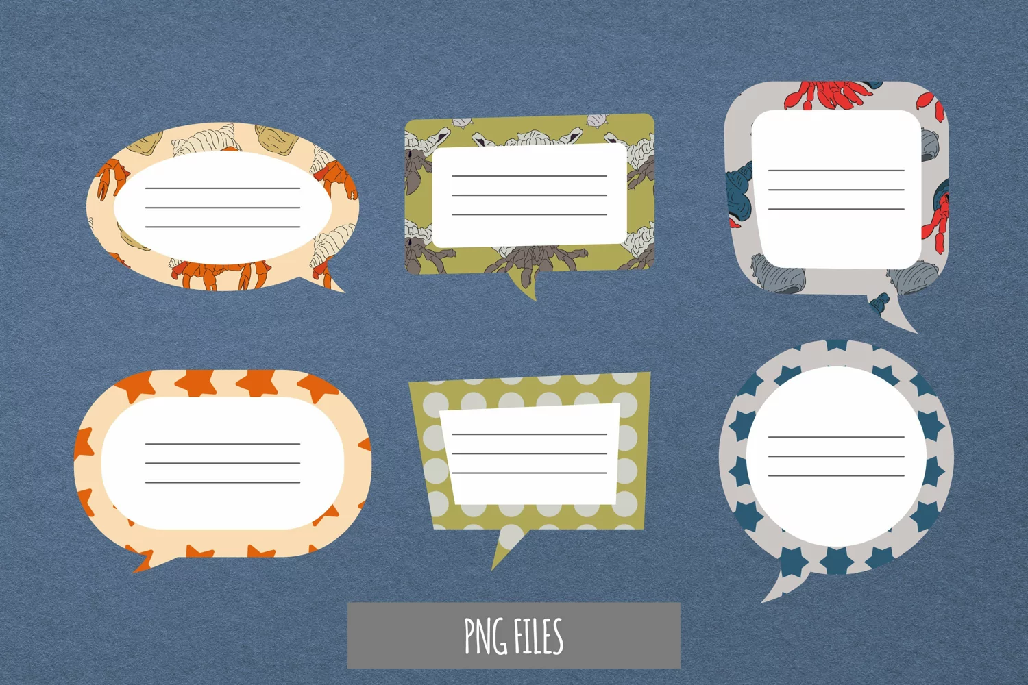 Vintage Hermit Crab Seamless Pattern Speech Bubbles product image 1