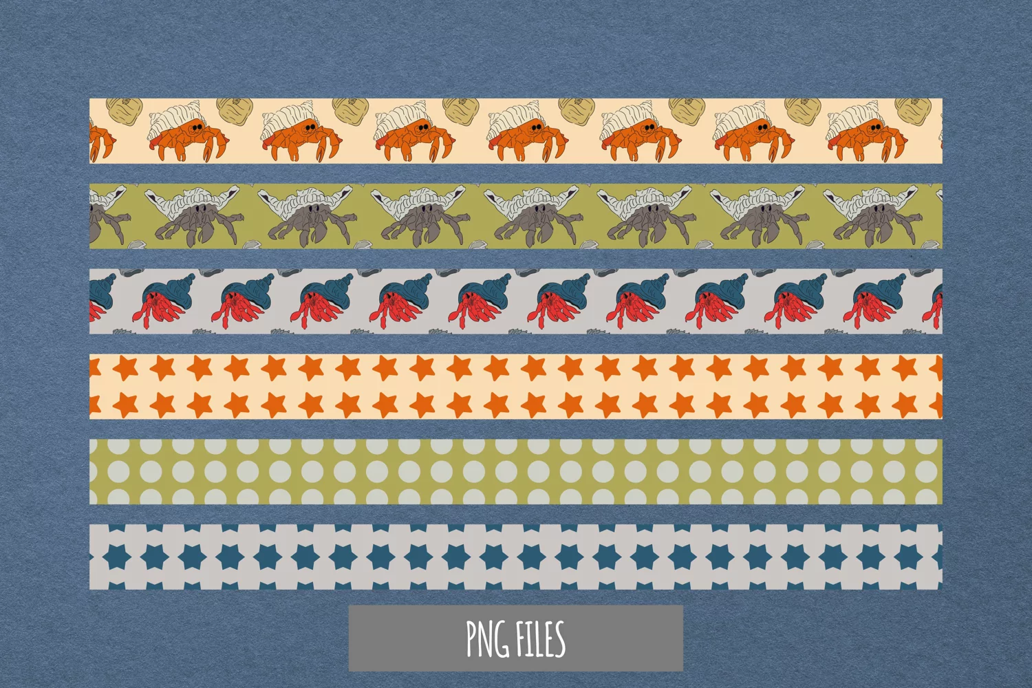 Vintage Hermit Crab Seamless Pattern Strips product image 1