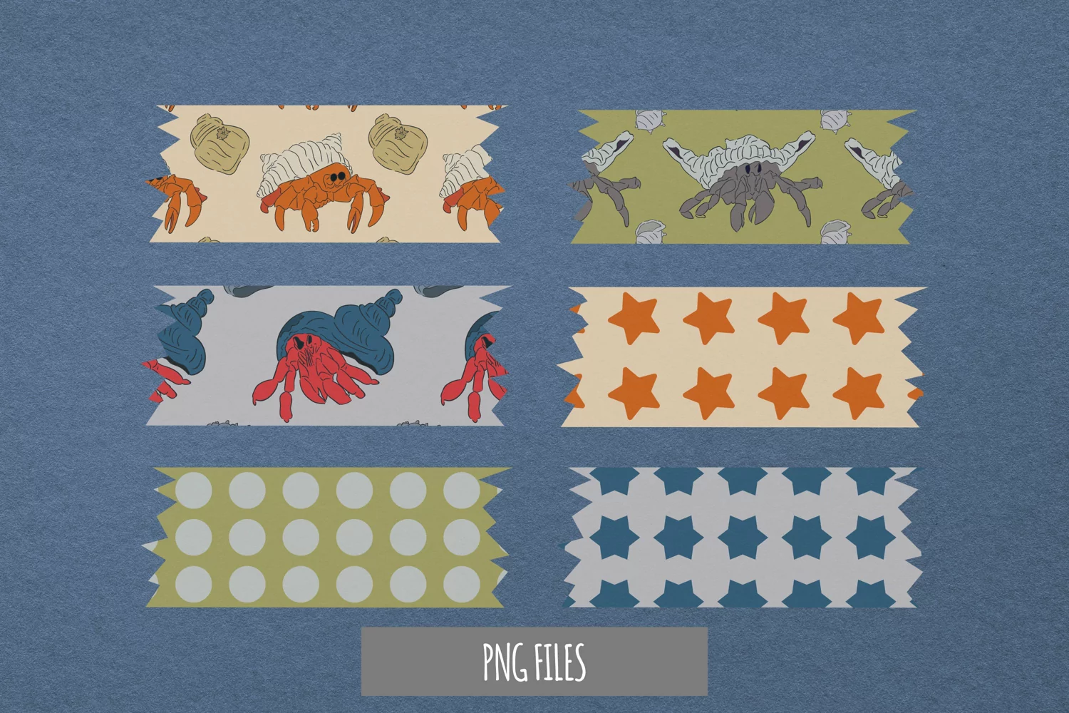 Vintage Hermit Crab Seamless Pattern Tape product image 1