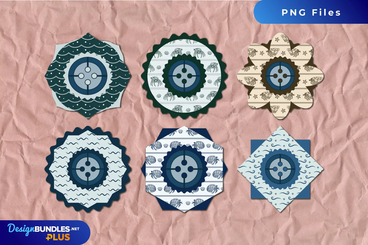 Vintage Hermit Crab Seamless Pattern Button product image 1