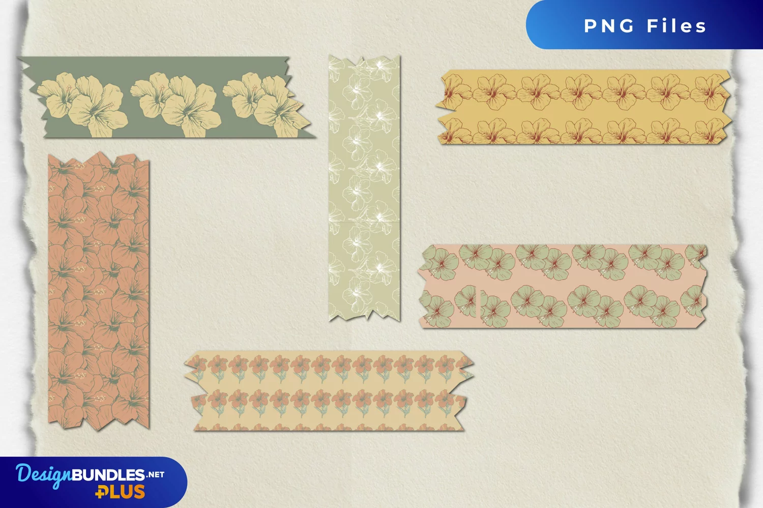 Vintage Hibiscus Flowers Patterned Tape product image 1