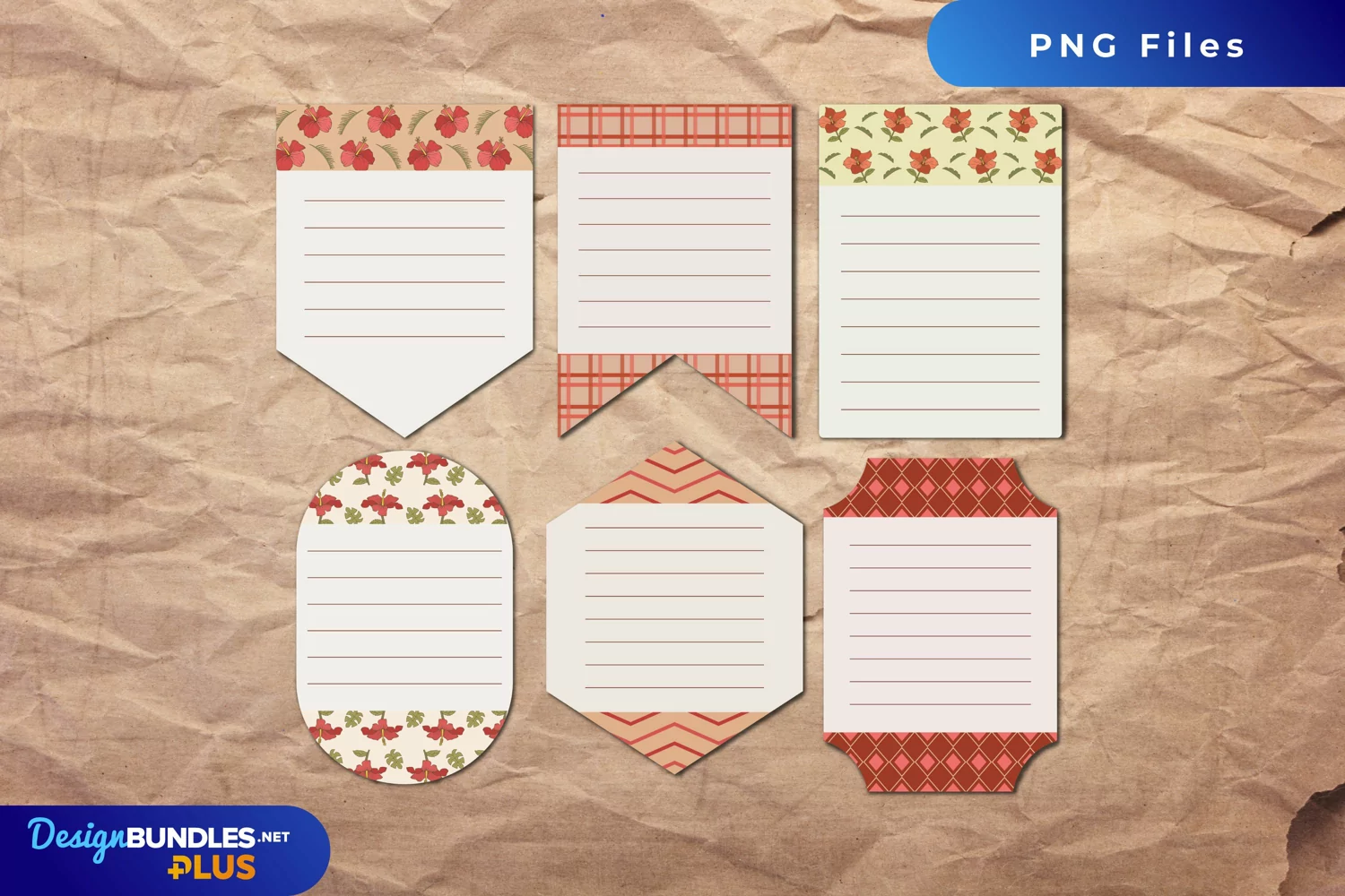 Vintage Hibiscus Flowers Shaped Journaling Pages product image 1