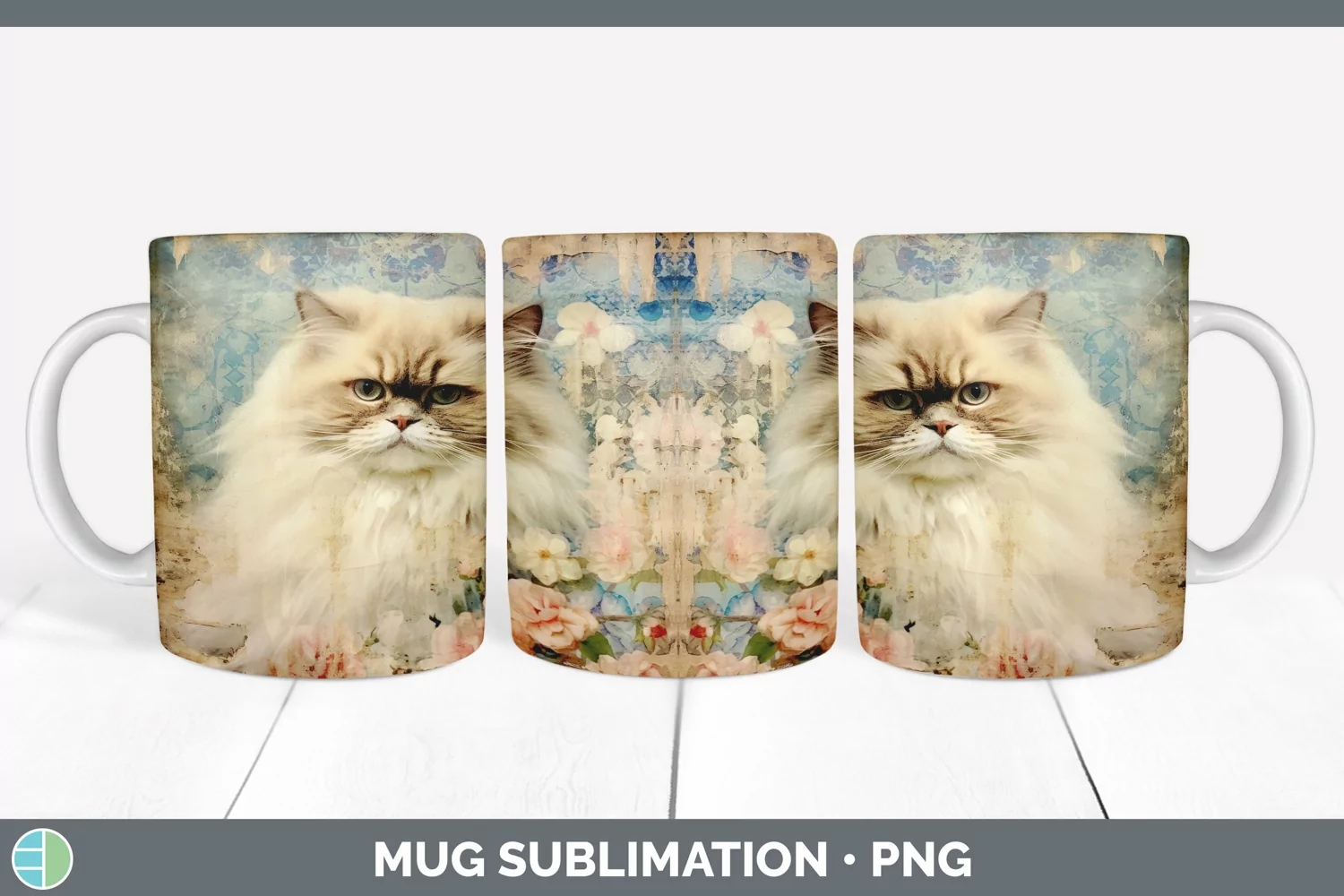 GorgeousDecoupage Himalayan Cats Mug Wrap design.