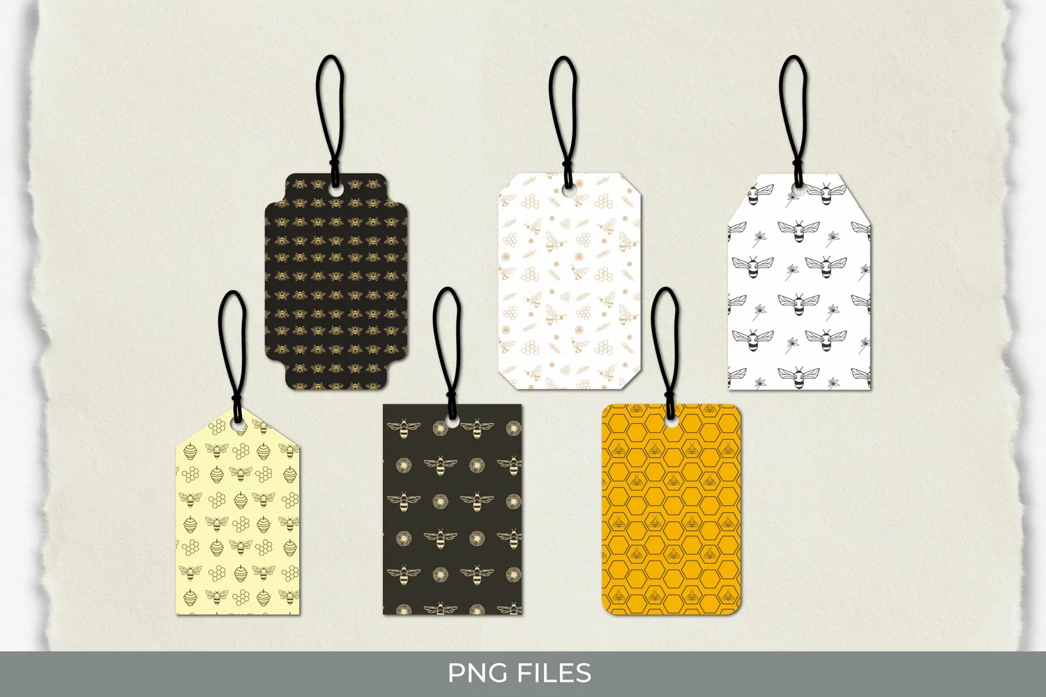 Vintage Honey Bee Seamless Pattern Shaped Tags product image 1