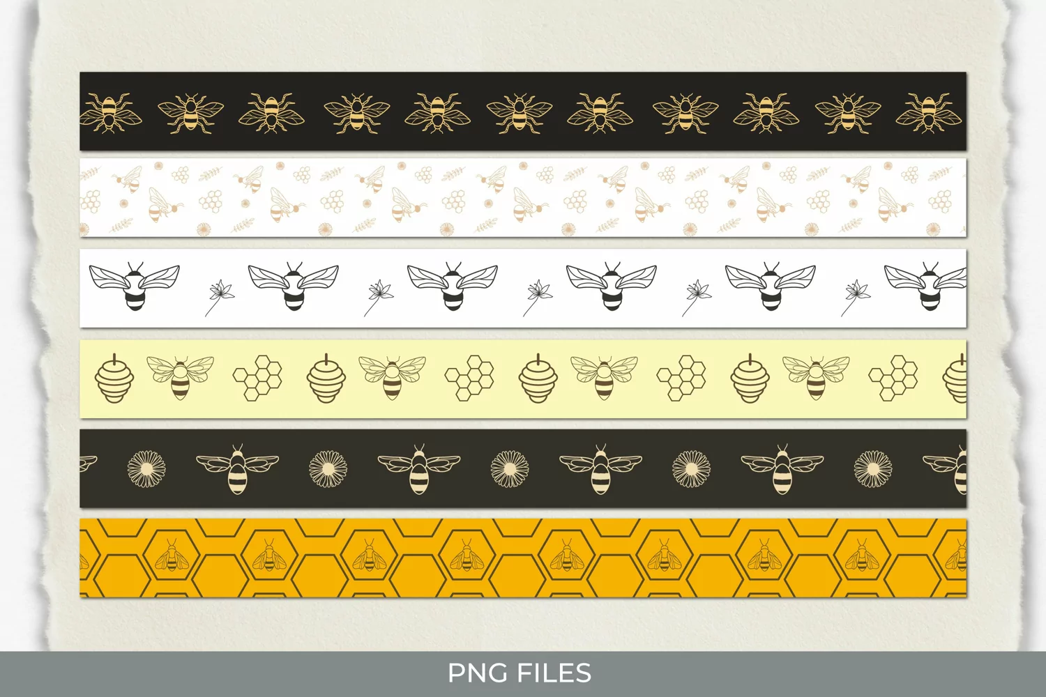 Vintage Honey Bee Seamless Pattern Strips product image 1