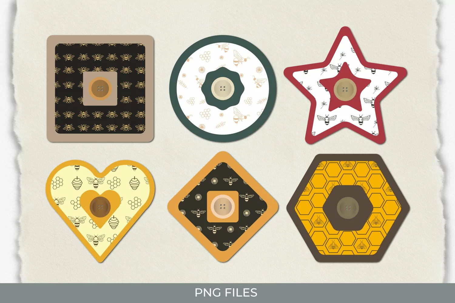 Vintage Honey Bee Seamless Pattern with Buttons product image 1
