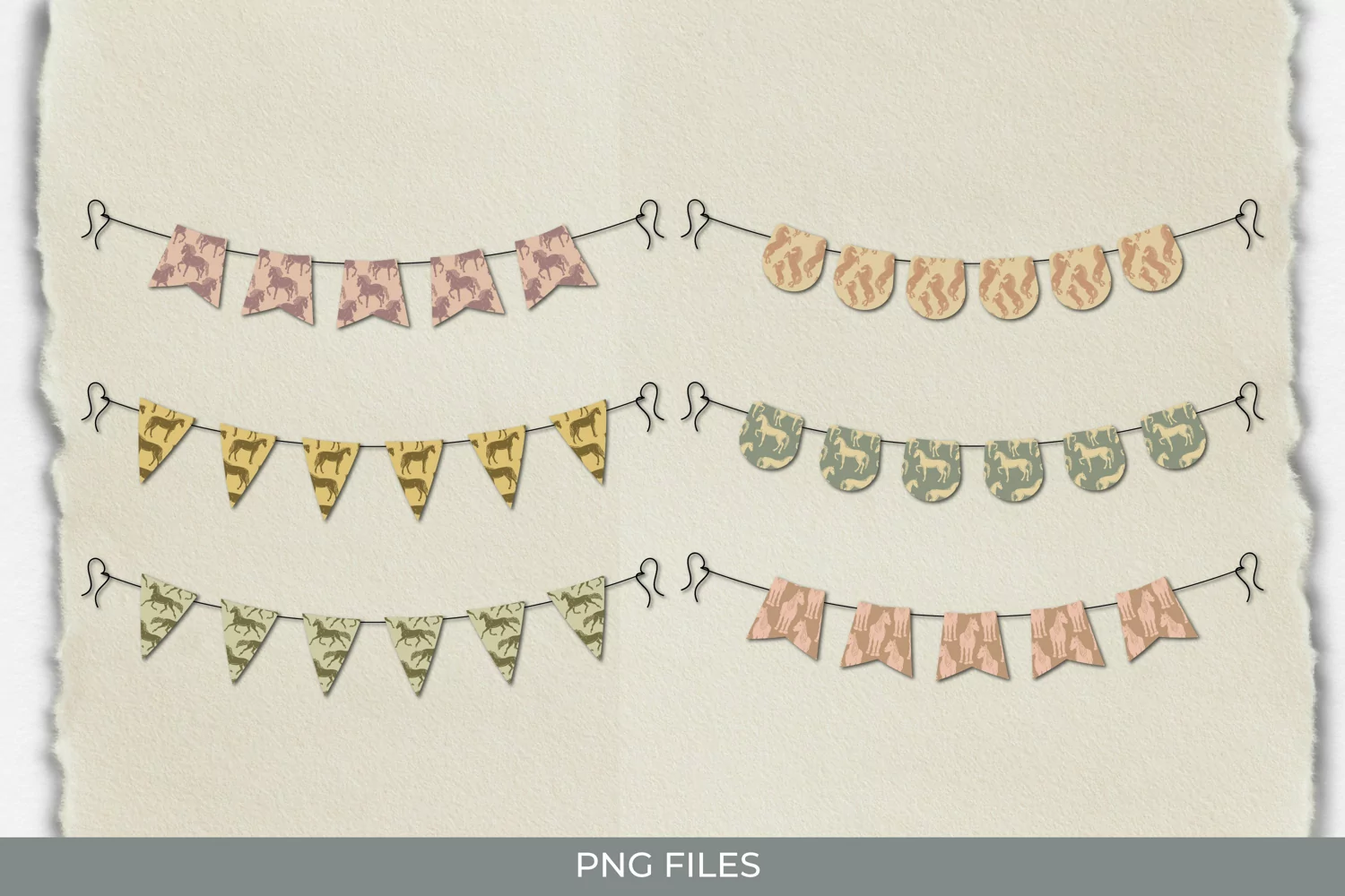 Vintage Horses Seamless Pattern Bunting Banner Sets product image 1