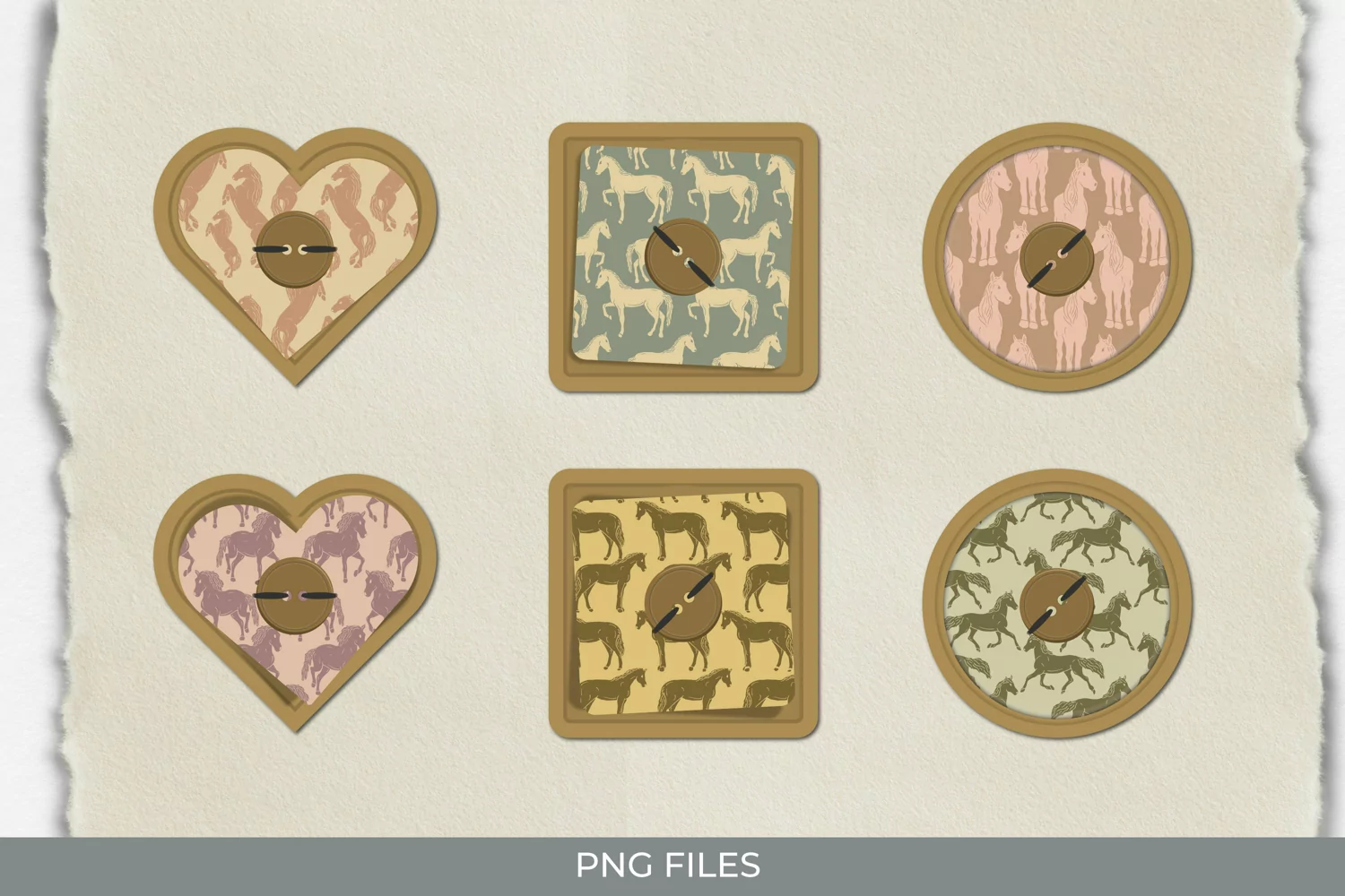 Vintage Horses Seamless Pattern with Buttons product image 1