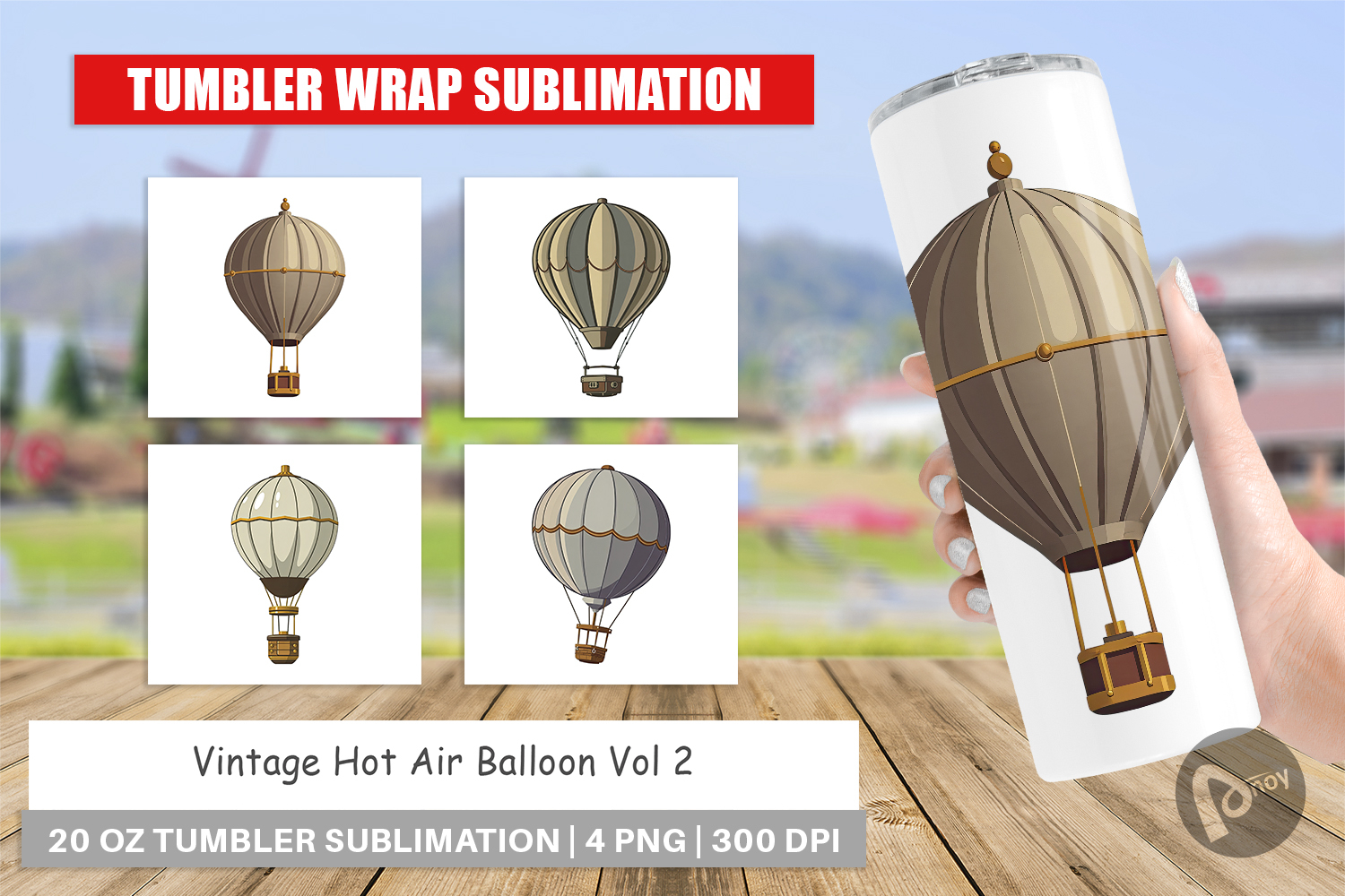 Tumbler Vintage Hot Air Balloon product image 1