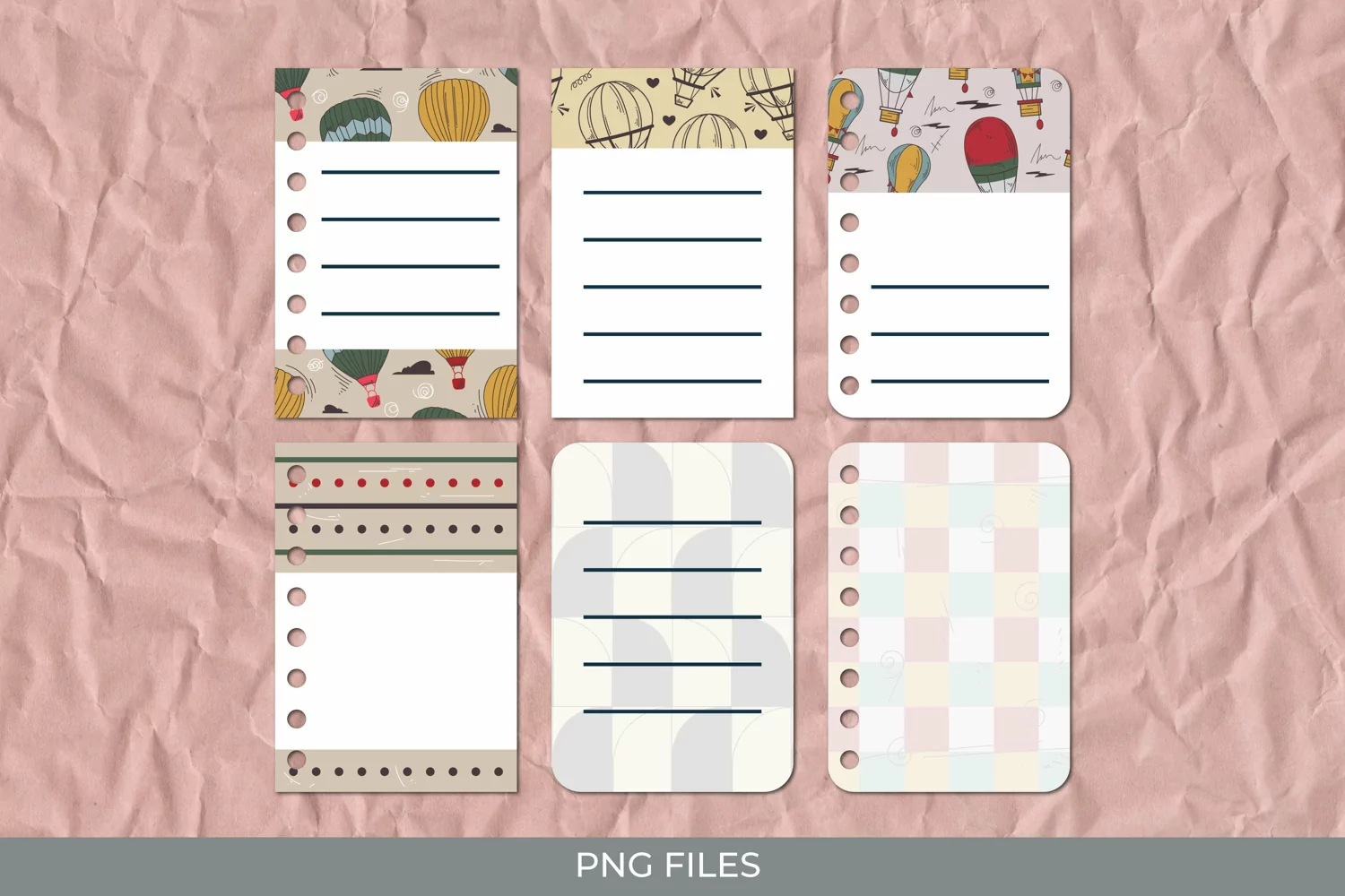 Vintage Hot Air Balloons Seamless Pattern Journaling Page product image 1
