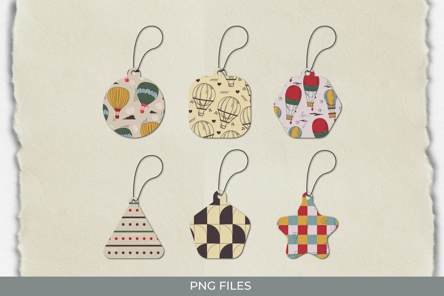 Vintage Hot Air Balloons Seamless Pattern Shaped Tag product image 1