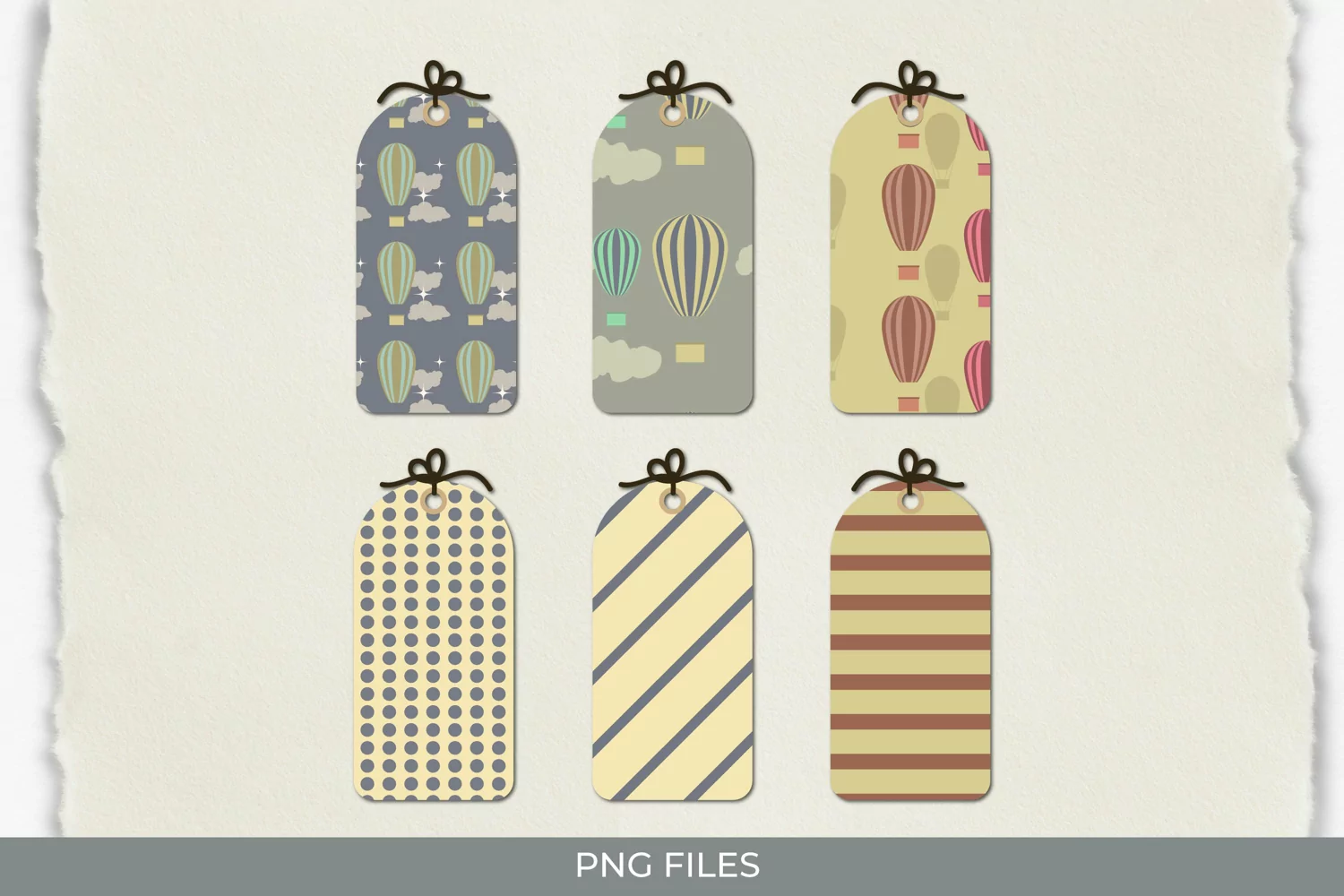 Vintage Hot Air Balloons Seamless Pattern Shaped Tags product image 1