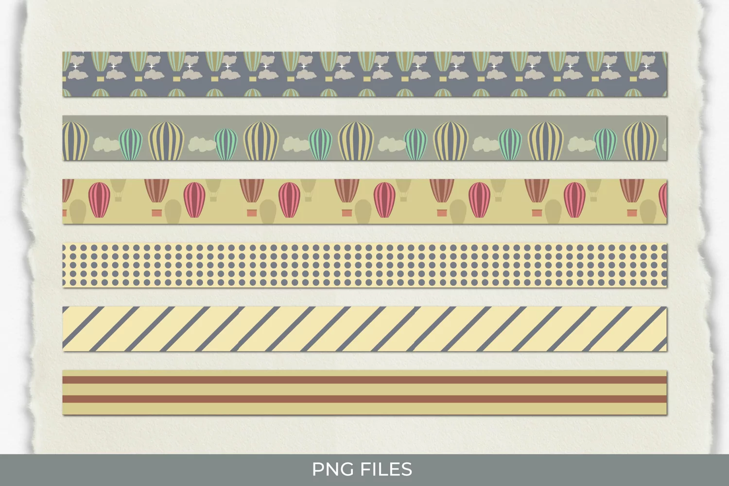 Vintage Hot Air Balloons Seamless Pattern Strips product image 1