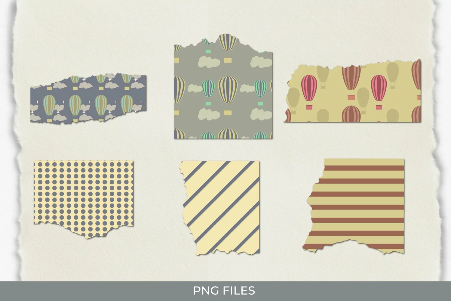 Vintage Hot Air Balloons Seamless Pattern Torn Paper product image 1