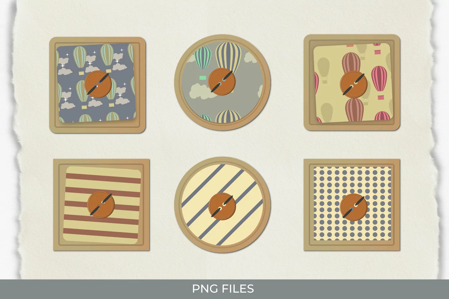 Vintage Hot Air Balloons Seamless Pattern with Buttons product image 1