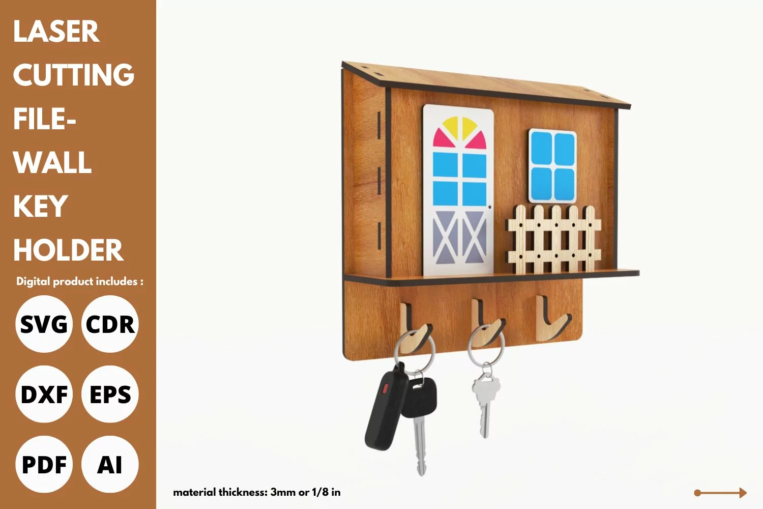Vintage House keys Wall Holder svg Laser cutting file product image 1