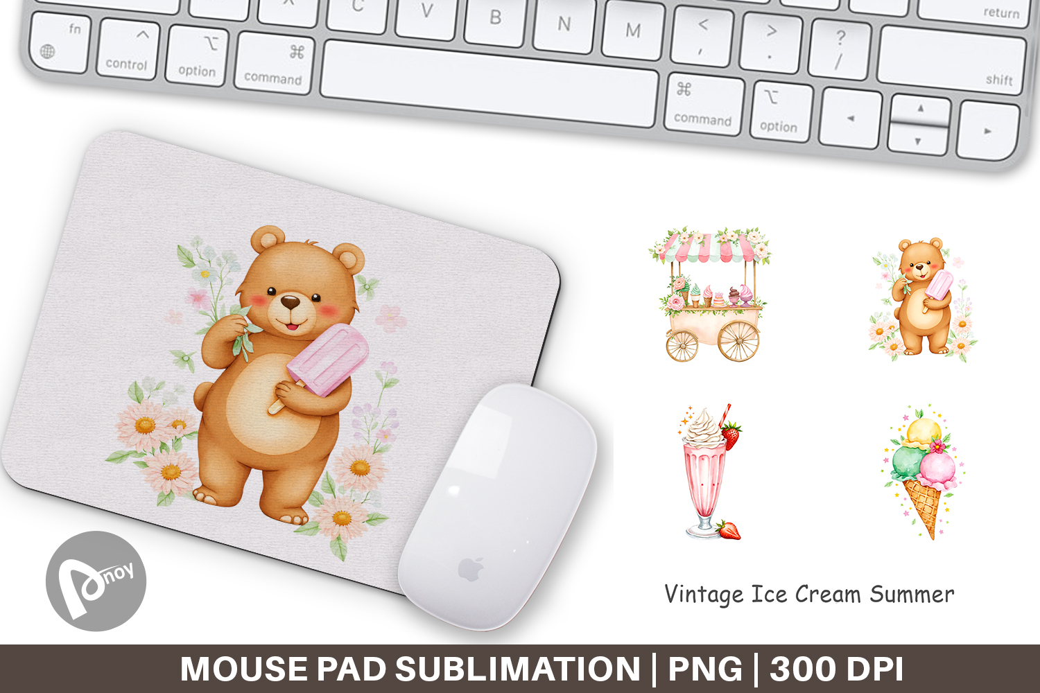 Mouse Pad Vintage Ice Cream Summer product image 1