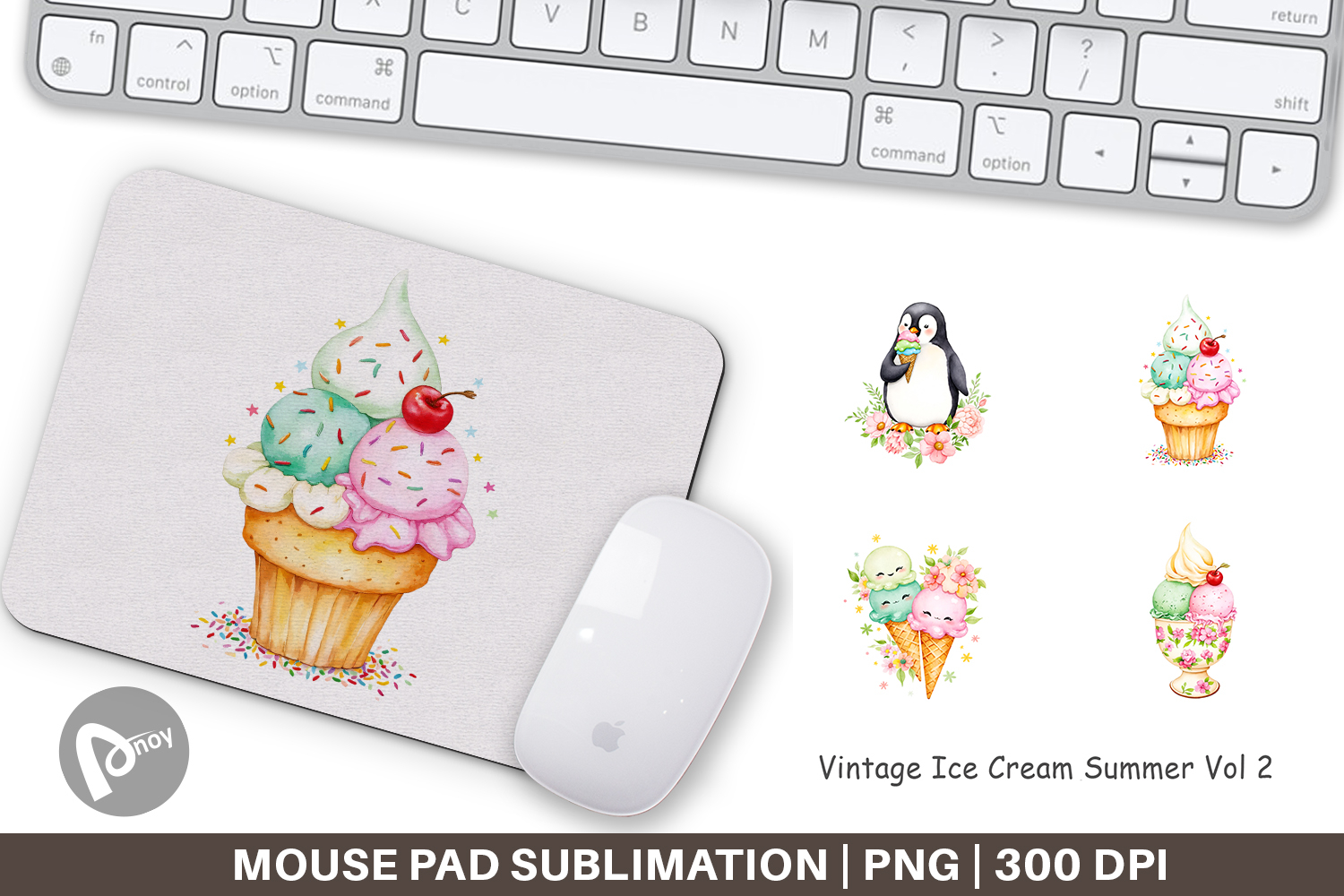 Mouse Pad Vintage Ice Cream Summer product image 1