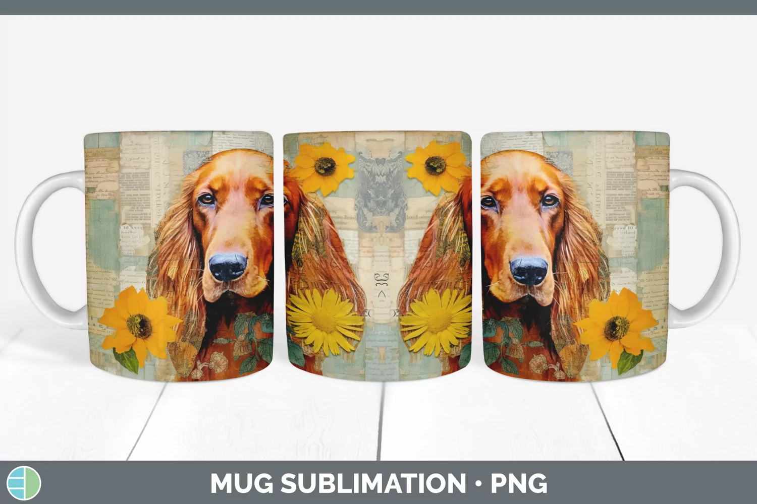 GorgeousDecoupage Irish Setters Mug Wrap design.