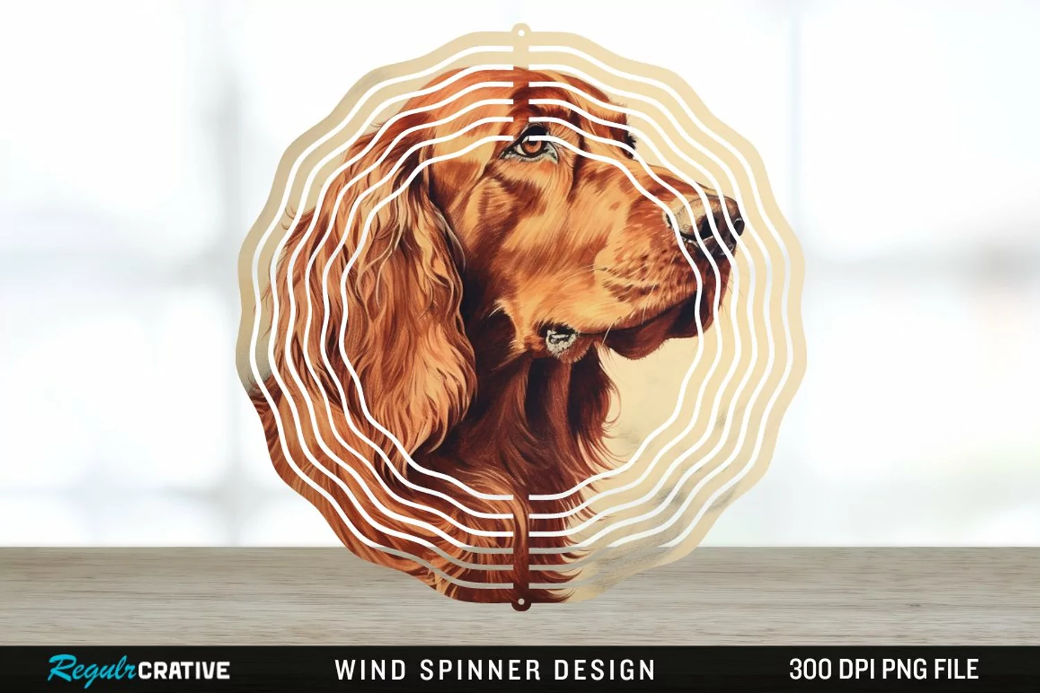 Vintage Irish Setter Dog Wind Spinner Sublimation Design PNG product image 1