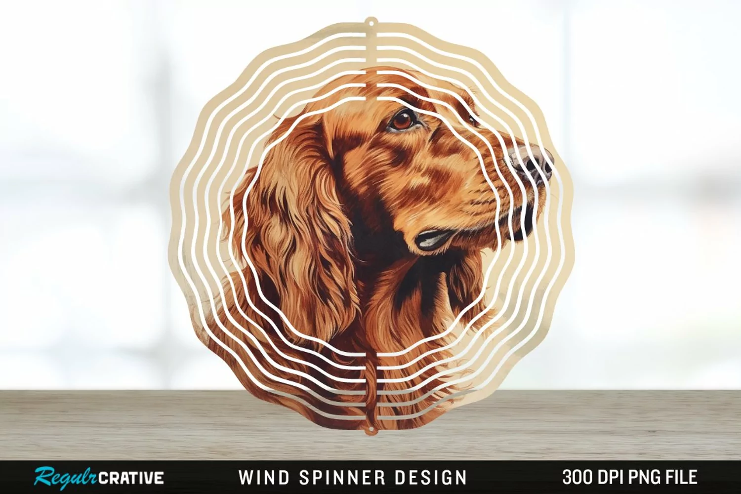 Vintage Irish Setter Dog Wind Spinner Sublimation Design PNG product image 1