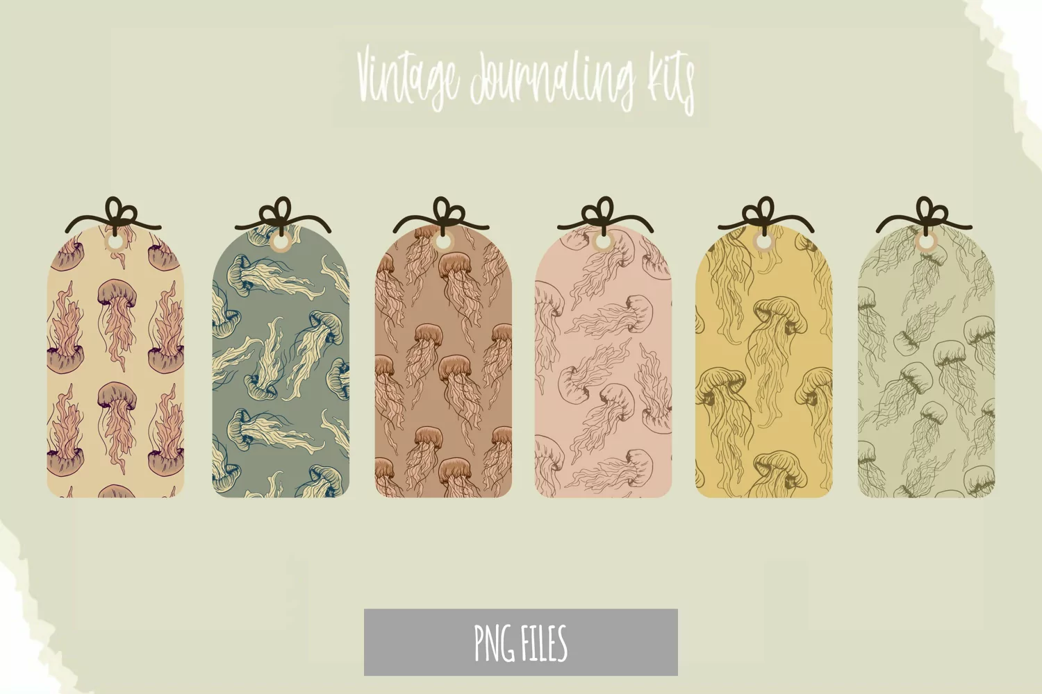 Vintage Jellyfish Seamless Pattern Shaped Tag product image 1