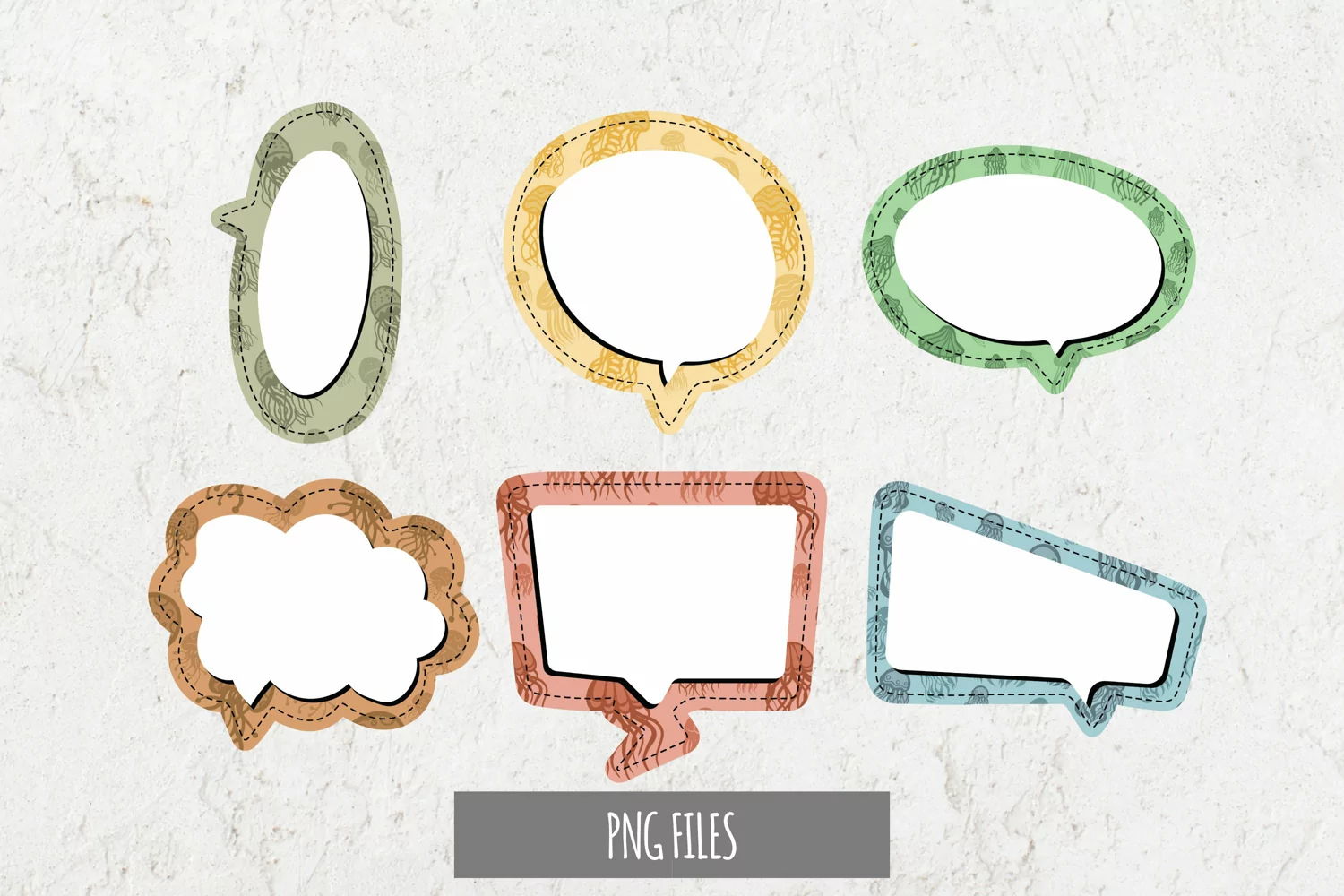 Vintage Jellyfish Seamless Pattern Speech Bubble product image 1