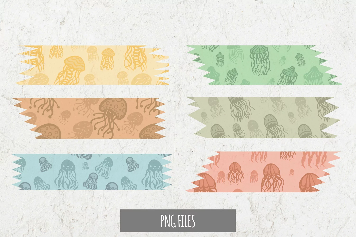 Vintage Jellyfish Seamless Pattern Tape product image 1