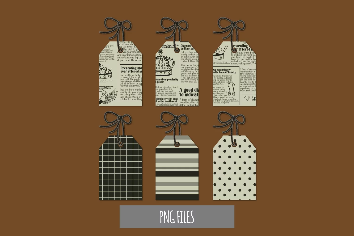 Vintage Jewelry Advertisement in Newspaper Shaped Tag product image 1