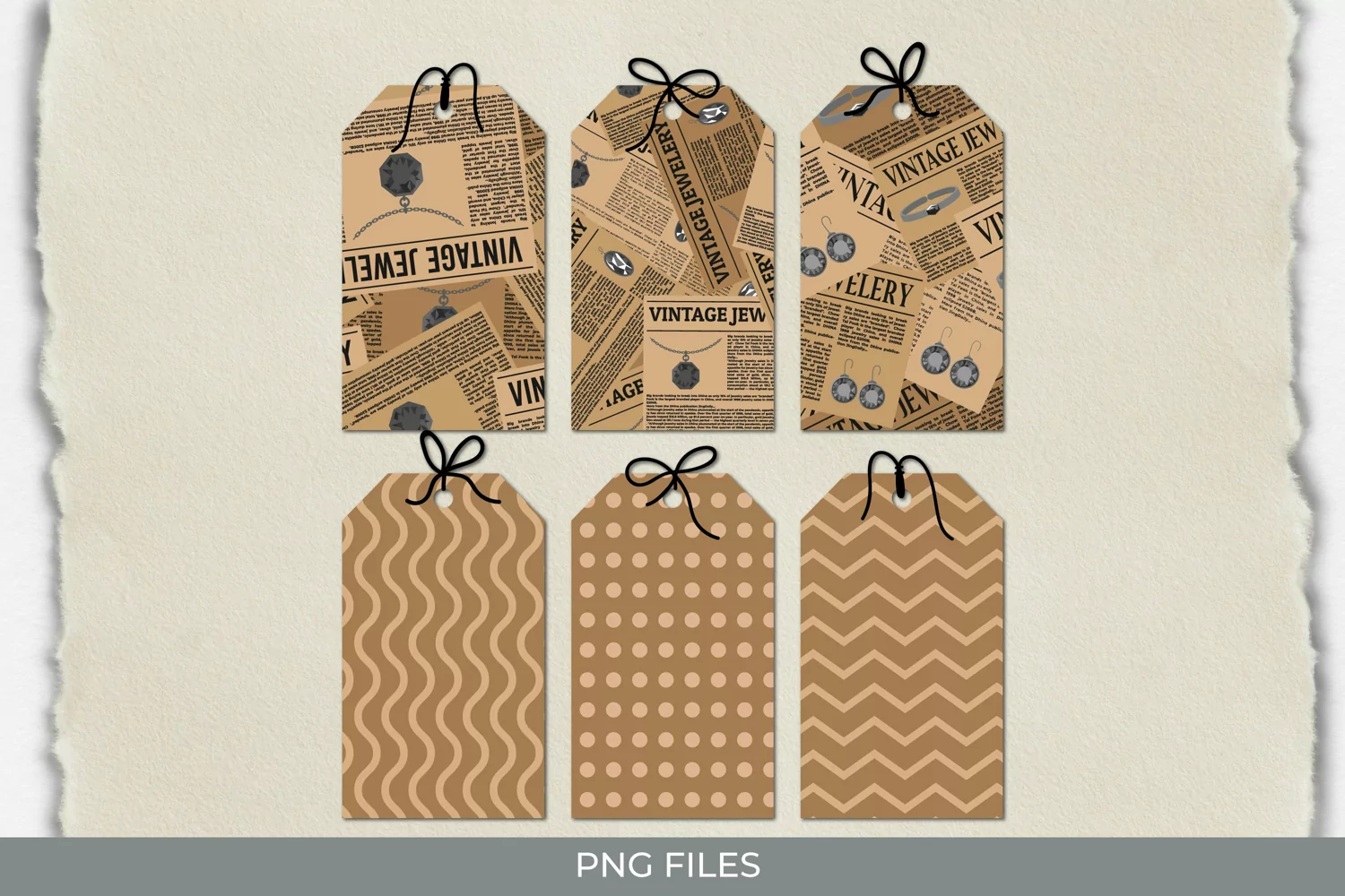 Vintage Raven and Floral Seamless Pattern Shaped Tags product image 1