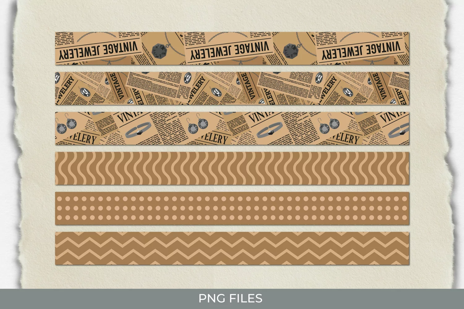 Vintage Raven and Floral Seamless Pattern Strips product image 1