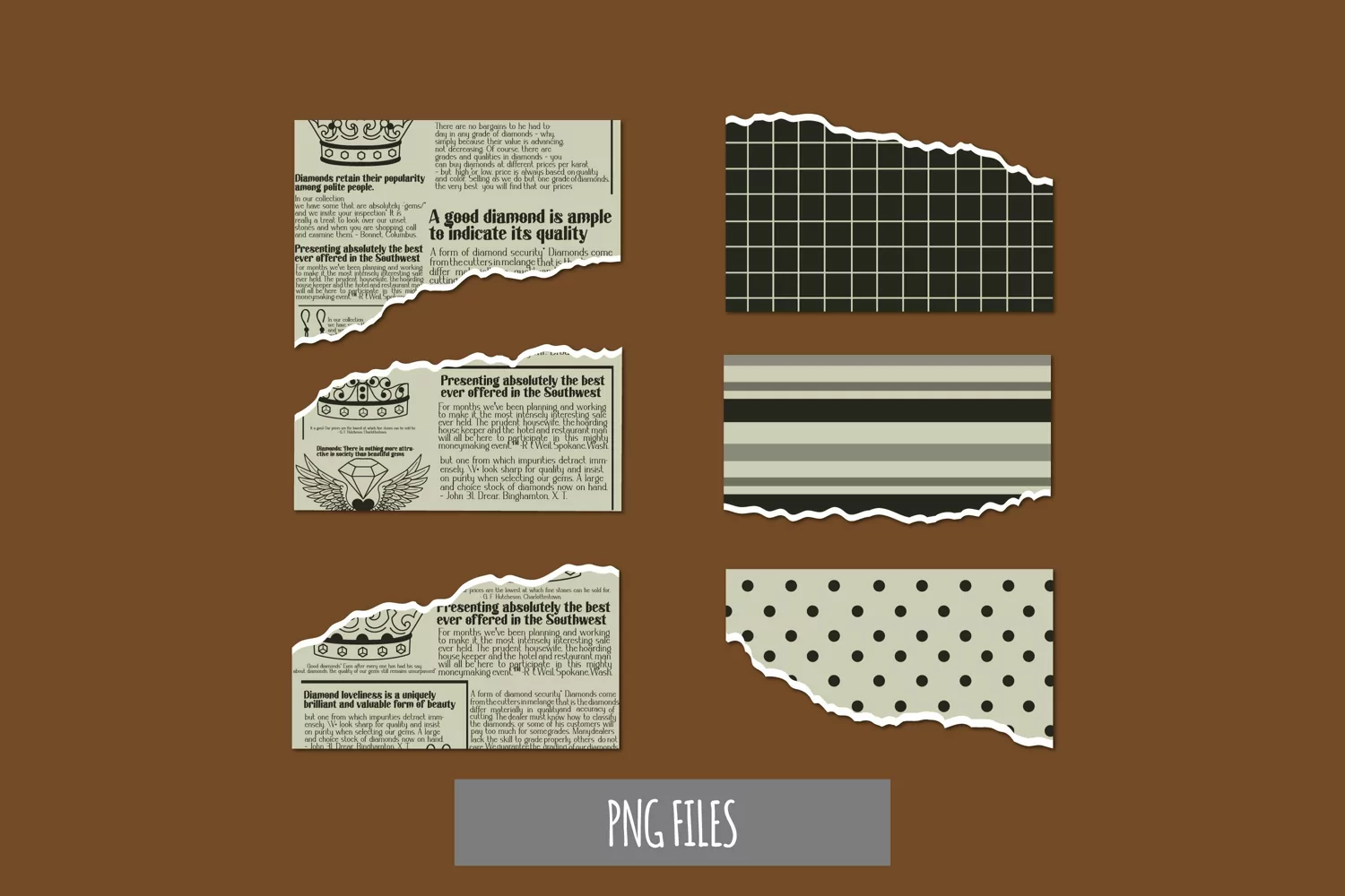 Vintage Jewelry Advertisement in Newspaper Torn Paper product image 1
