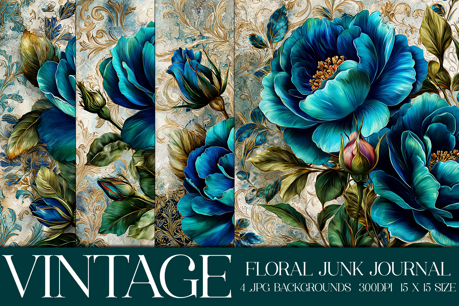Vintage Floral Background, Junk Journal Style Papers, s11 product image 1