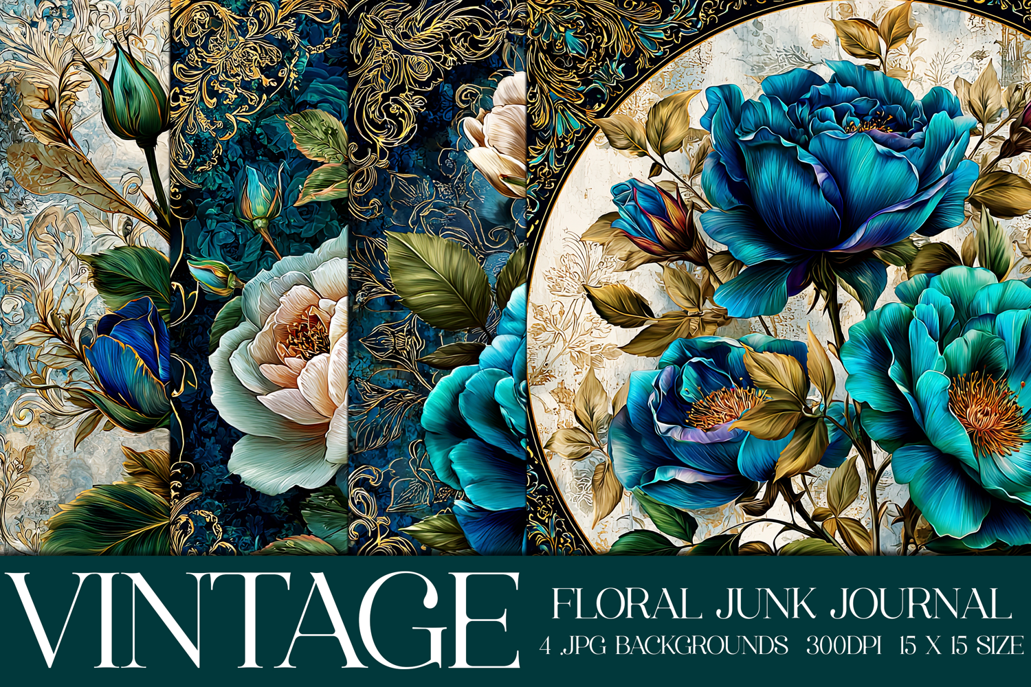 Vintage Floral Background, Junk Journal Style Papers, s14 product image 1
