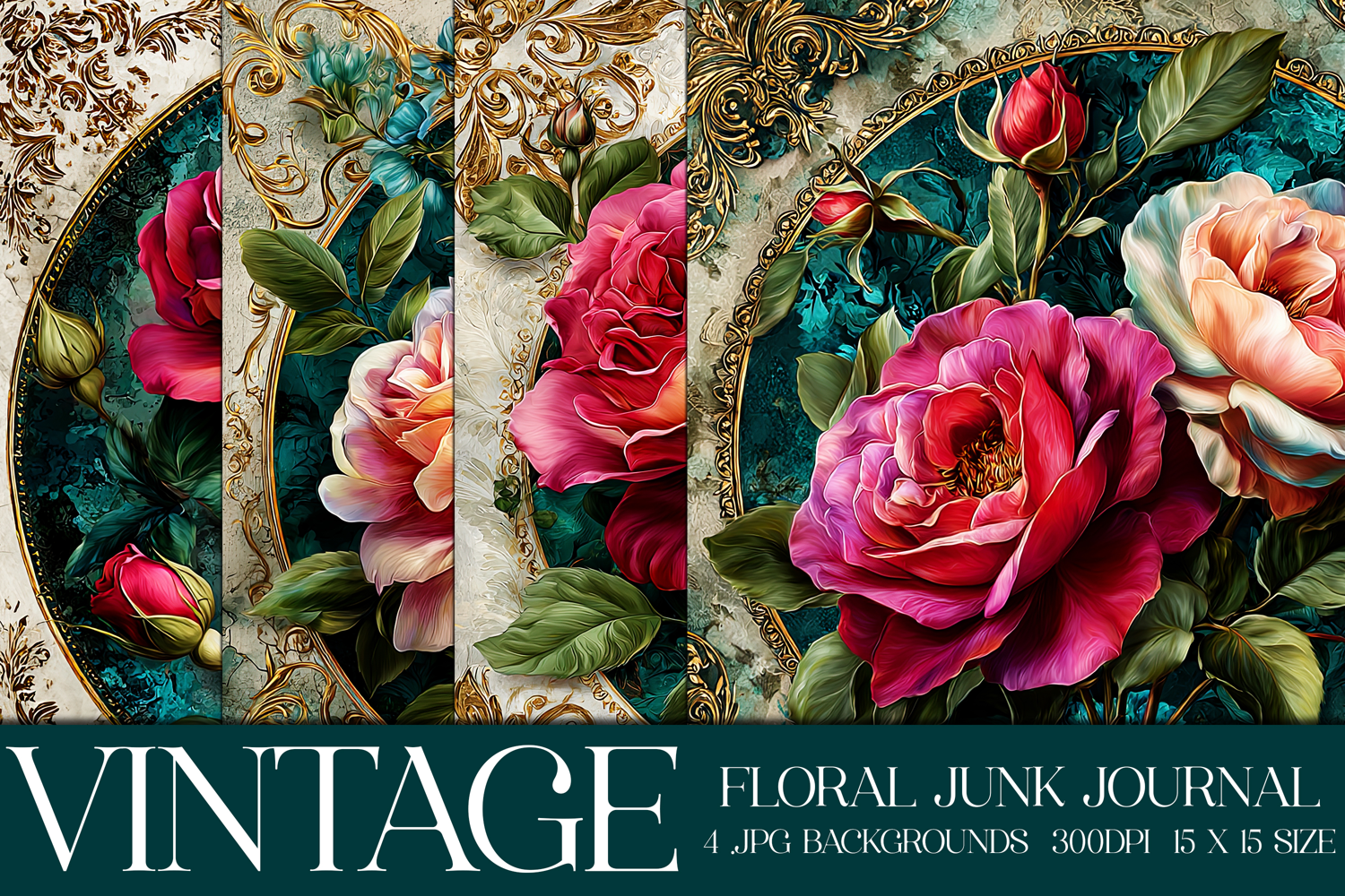 Vintage Floral Background, Junk Journal Style Papers, s31 product image 1