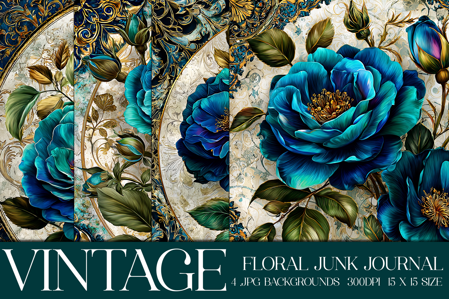Vintage Floral Background, Junk Journal Style Papers, s5 product image 1