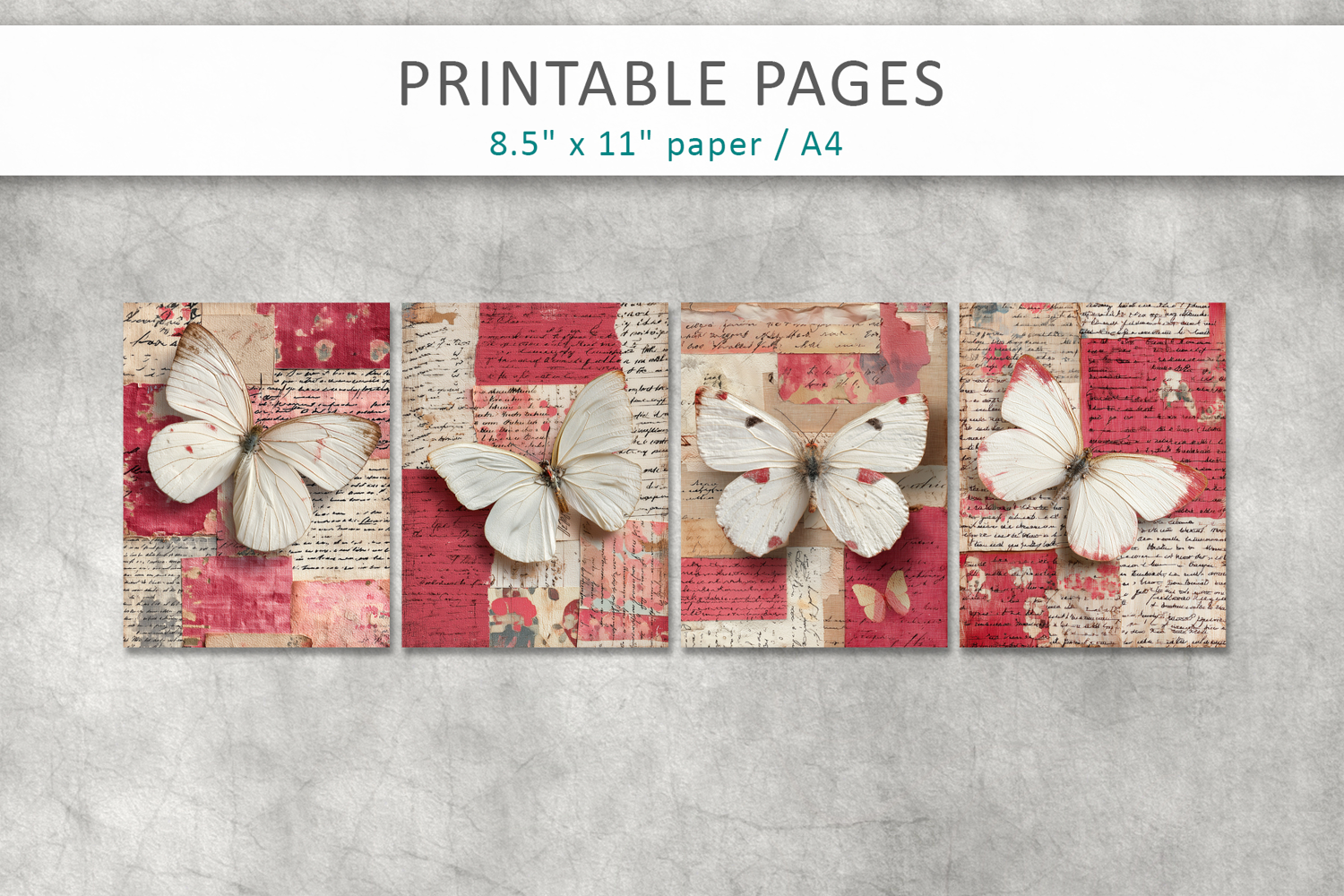 butterfly junk journal pages, scrapbook backgrounds product image 1