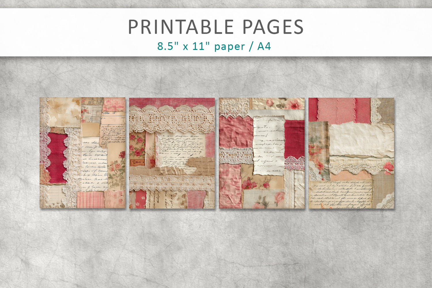 antique lace papers, junk journal pages product image 1