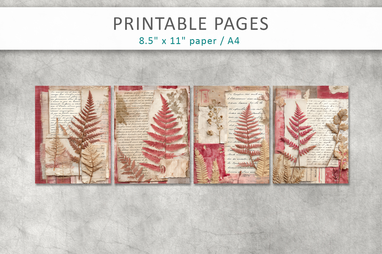 botanical background, junk journal pages product image 1