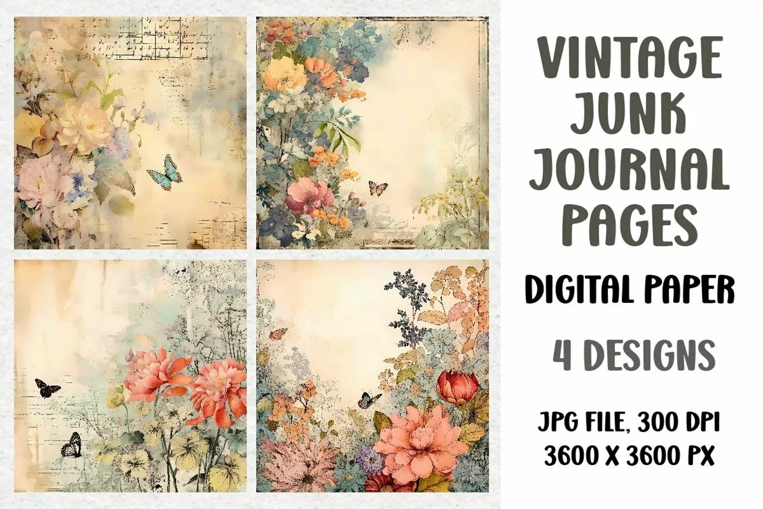 Vintage Junk Journal Pages, Digital Paper product image 1