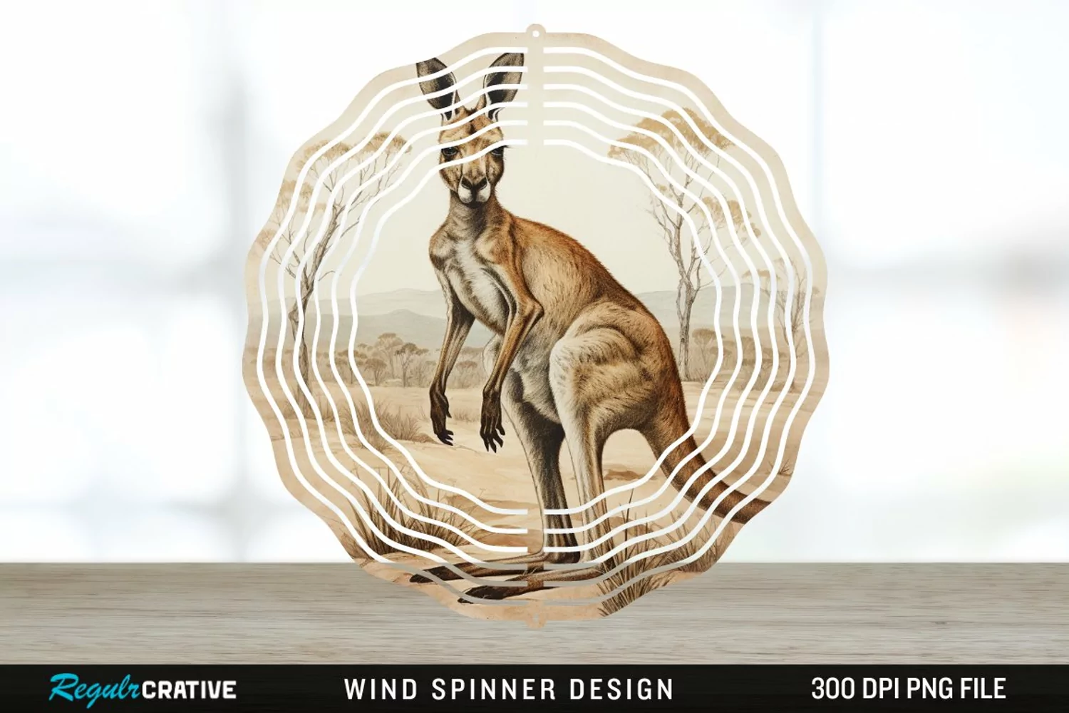 Vintage Kangaroo Wind Spinner Sublimation Design PNG product image 1