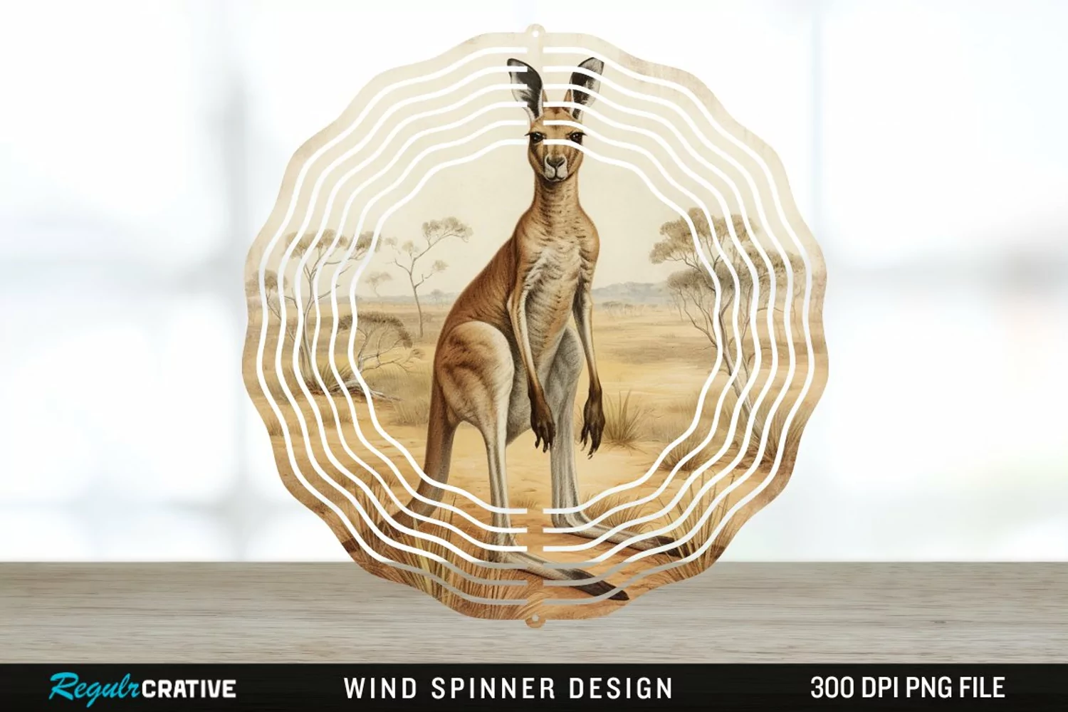 Vintage Kangaroo Wind Spinner Sublimation Design PNG product image 1