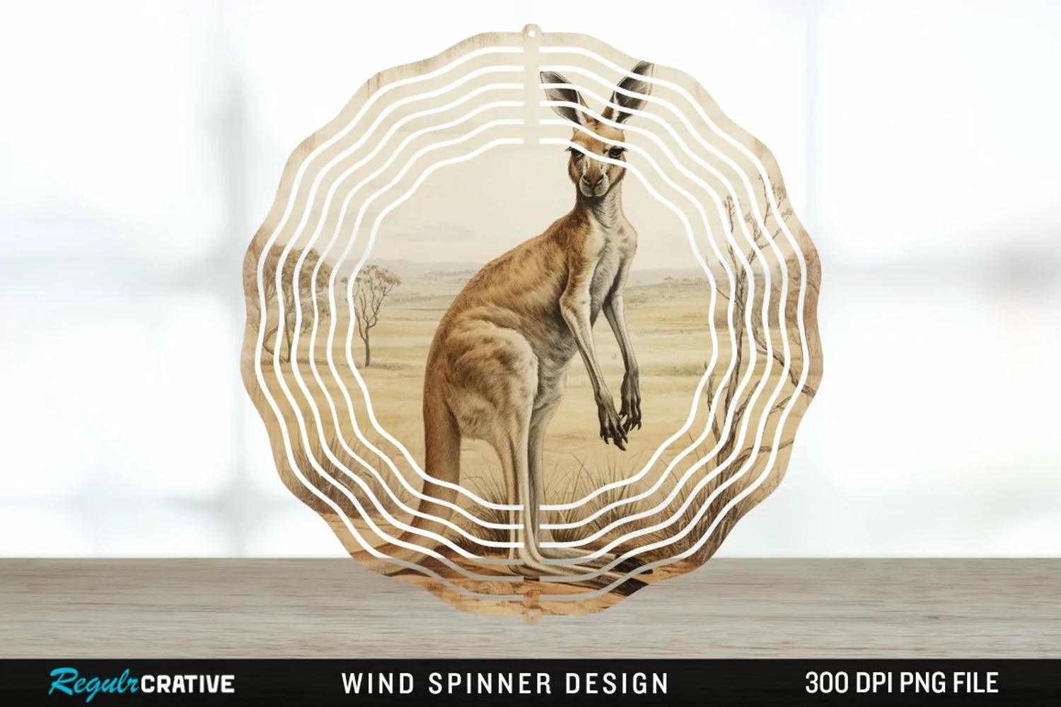 Vintage Kangaroo Wind Spinner Sublimation Design PNG product image 1