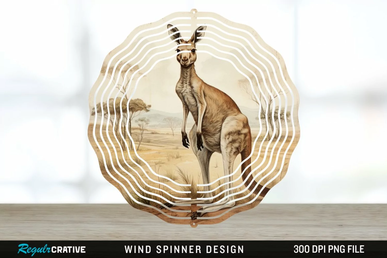 Vintage Kangaroo Wind Spinner Sublimation Design PNG product image 1