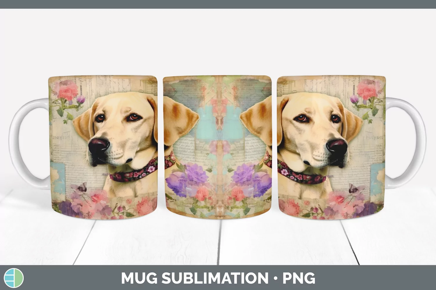 GorgeousDecoupage Labrador Retrievers Mug Wrap design.