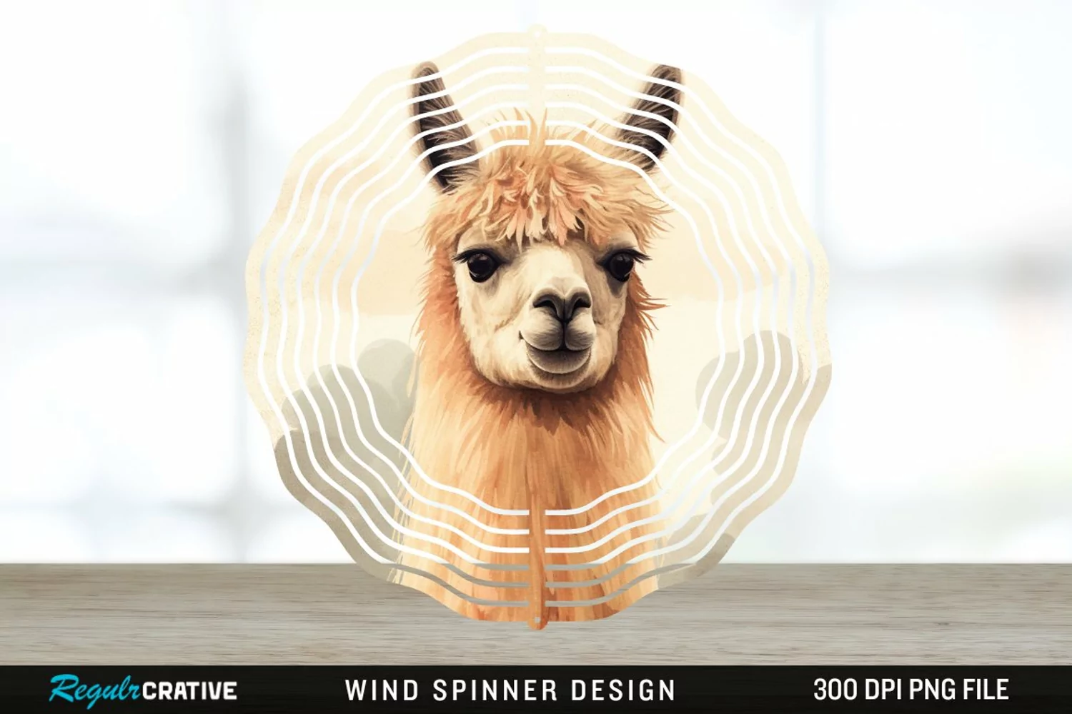 Vintage Llama Wind Spinner Sublimation Design PNG product image 1
