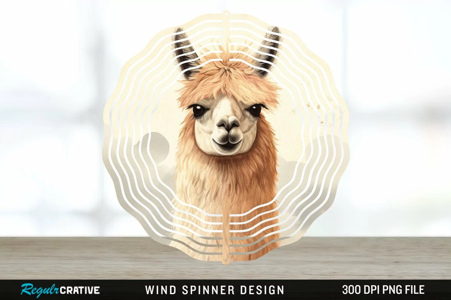 Vintage Llama Wind Spinner Sublimation Design PNG product image 1