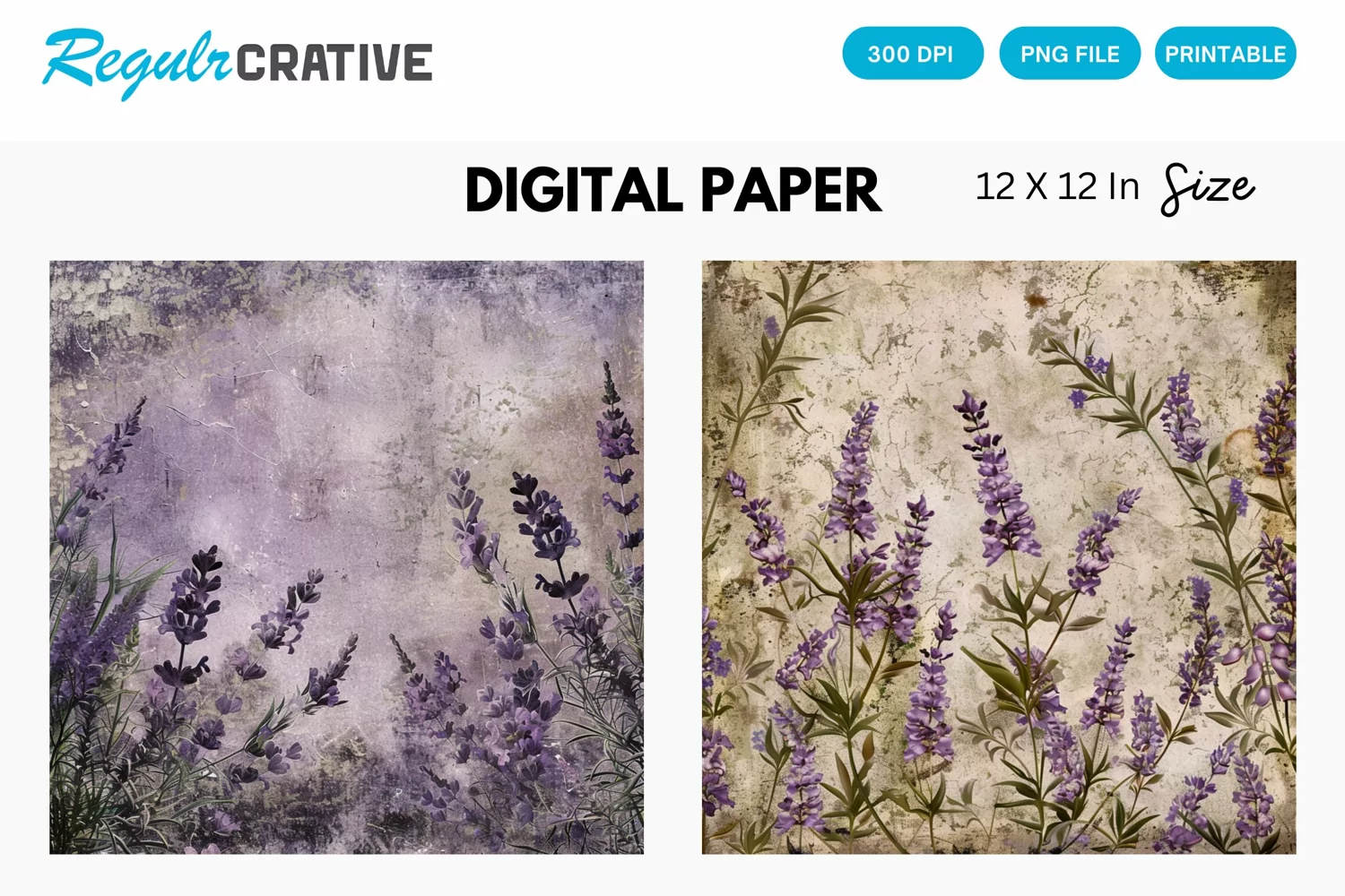 Vintage Lavender Digital Paper, Vintage Lavender Pattern product image 1